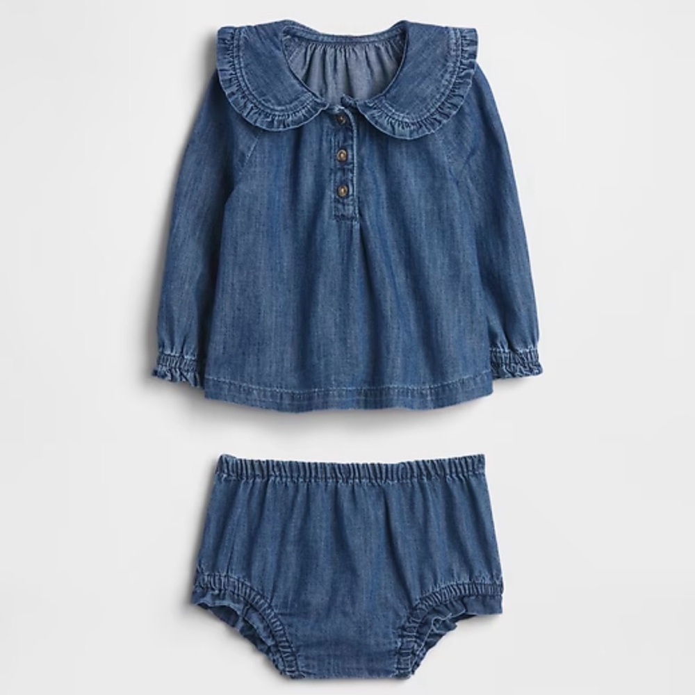 Baby Gap Blue Denim Girls Blouse and Bloomers